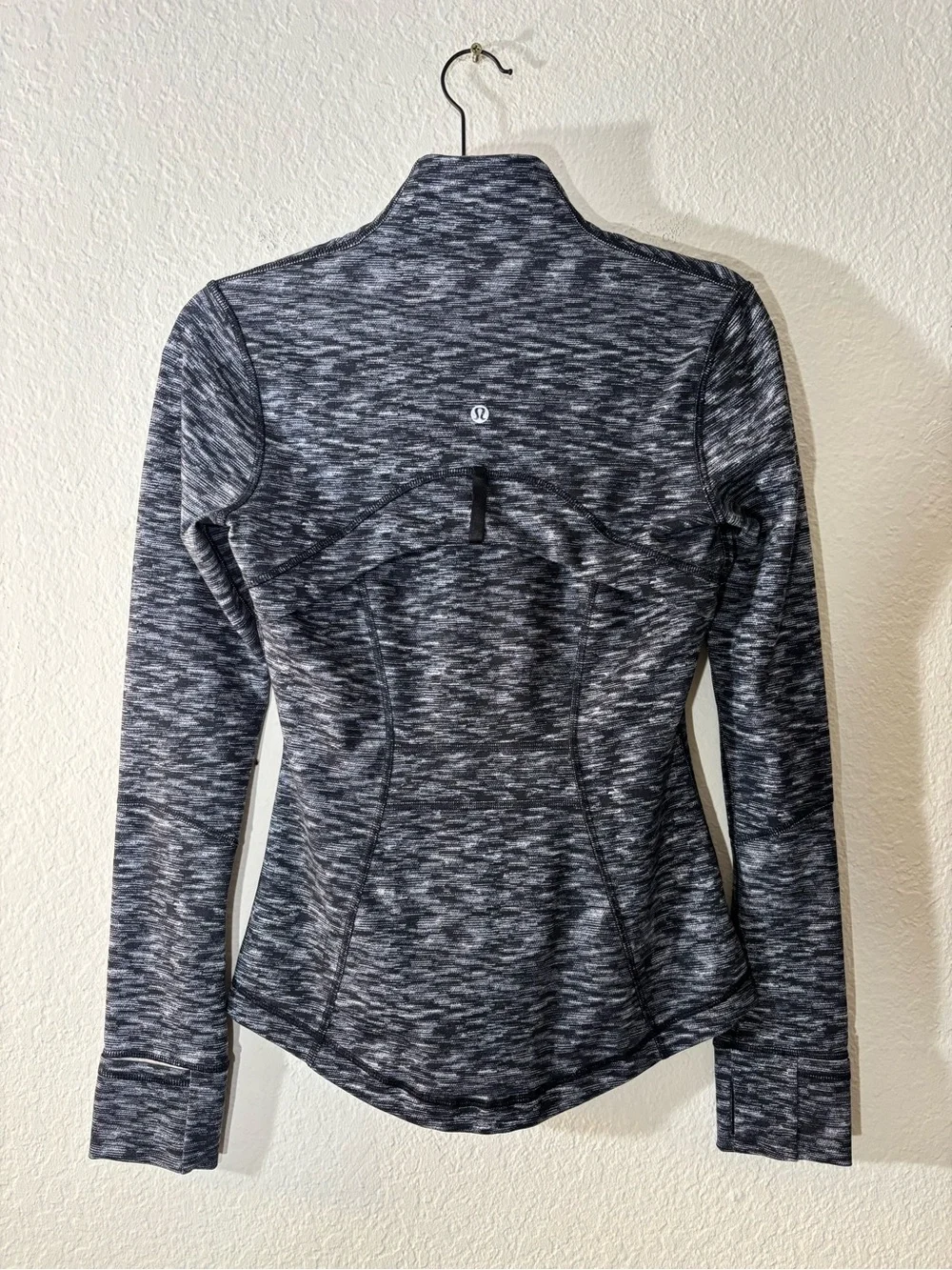 Lululemon Define Jacket Size 4 Black White Space Dye Full Zip Pink Collar